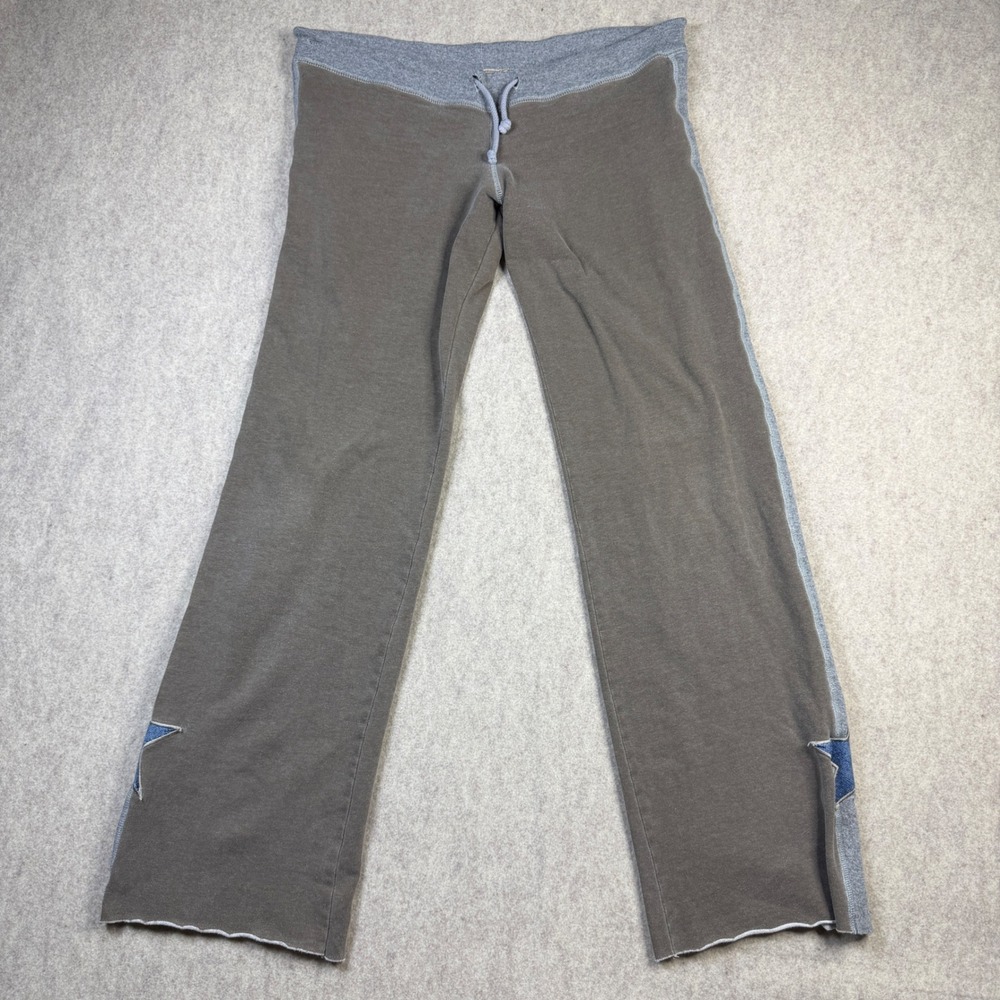 Bella Dahl Vintage Chic Star Applique Low Rise Sweatpants Gray Wide Leg M